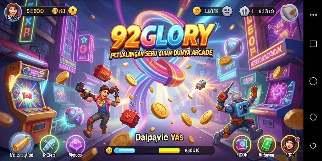 Screenshot utama 92GLORY yang menampilkan aksi seru dalam gameplay Arcade.
