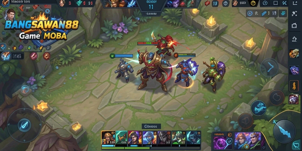Screenshot gameplay BANGSAWAN88 yang menampilkan pertempuran epik dan strategis.