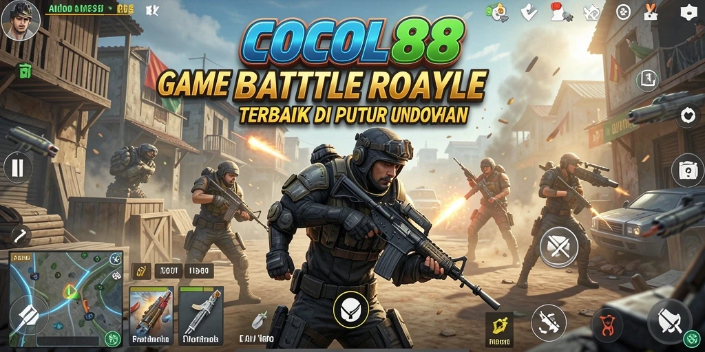 Screenshot utama COCOL88 menunjukkan pertempuran intens di arena Battle Royale.