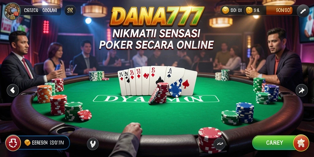 Tampilan utama gameplay DANA777 dengan suasana poker yang menarik.