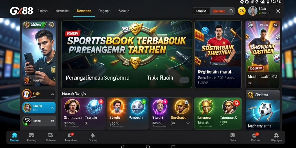 Screenshot GX88 menunjukkan antarmuka taruhan olahraga yang menarik dan interaktif.