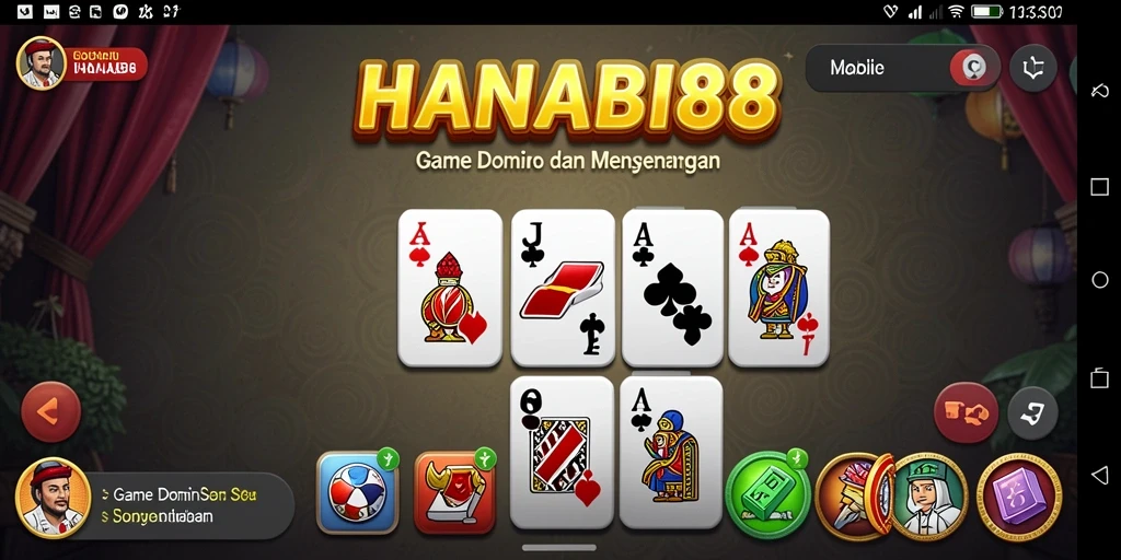 Tampilan screenshot <strong>HANABI88</strong> menunjukkan aksi intens saat bermain domino.