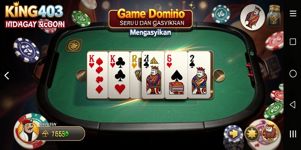 Screenshot utama KING403 menampilkan aksi seru bermain Domino.