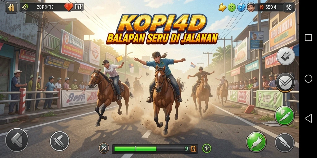 Gameplay KOPI4D yang menegangkan dengan balapan seru di trek.