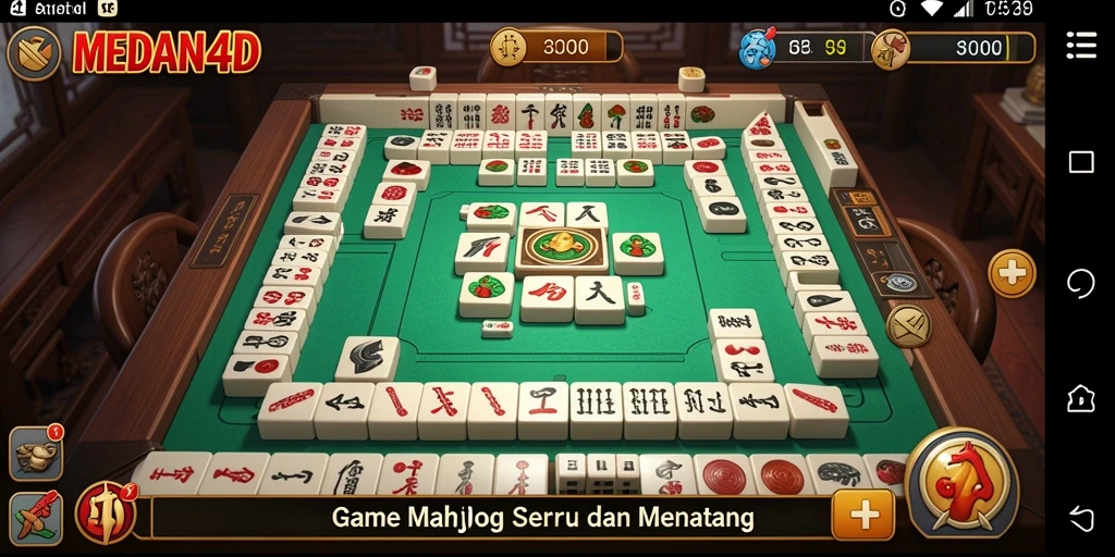 Tampilan gameplay MEDAN4D dengan ubin Mahjong yang berwarna-warni.