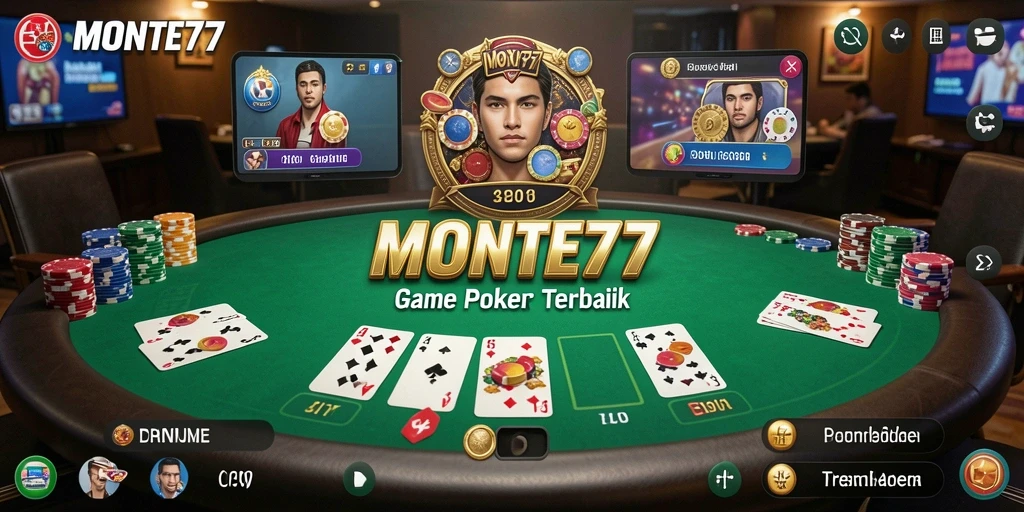 Tampilan gameplay Poker yang seru dan mengasyikkan di MONTE77.
