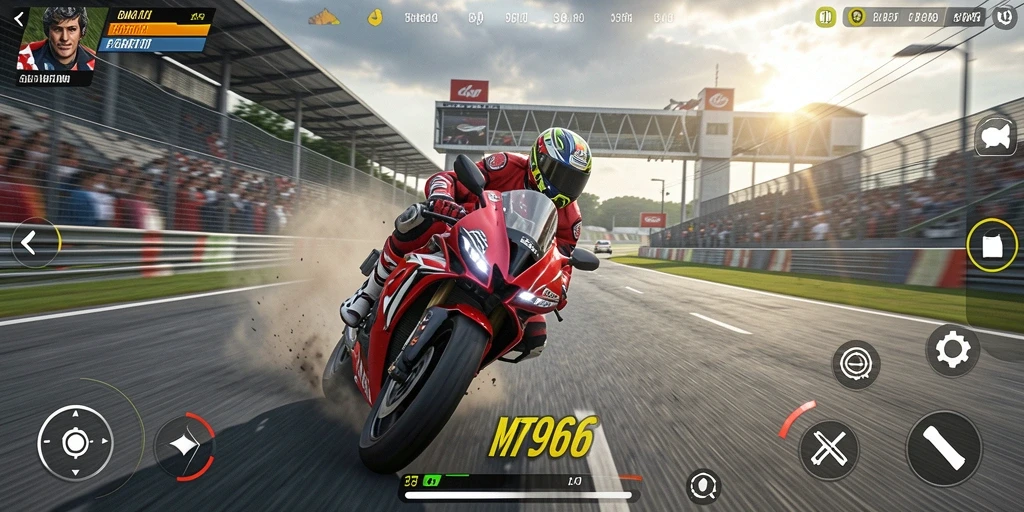 Gameplay seru dalam balapan motor di MT966.