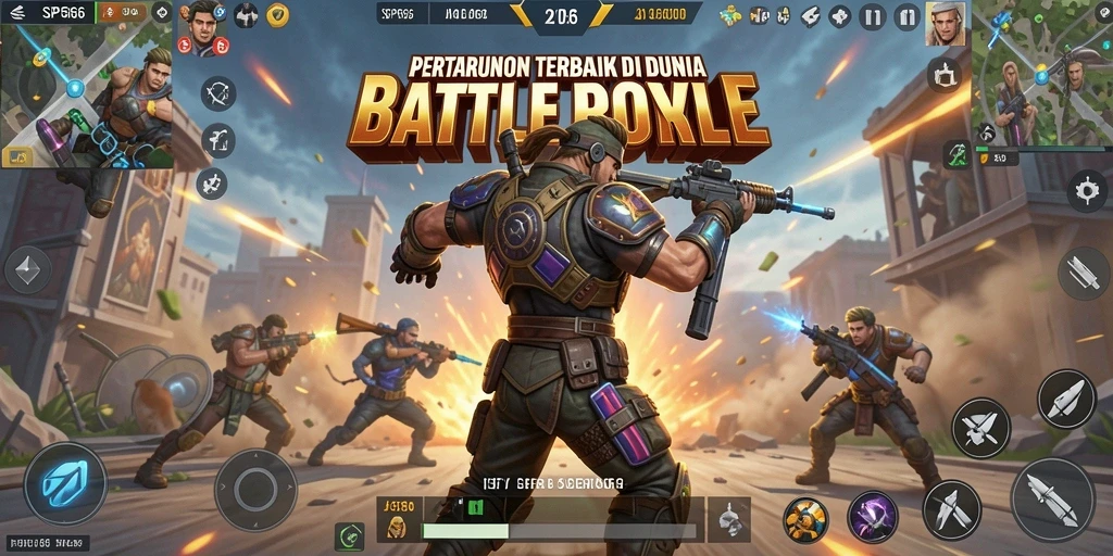 Tampilan gameplay seru dalam arena pertarungan Battle Royale.