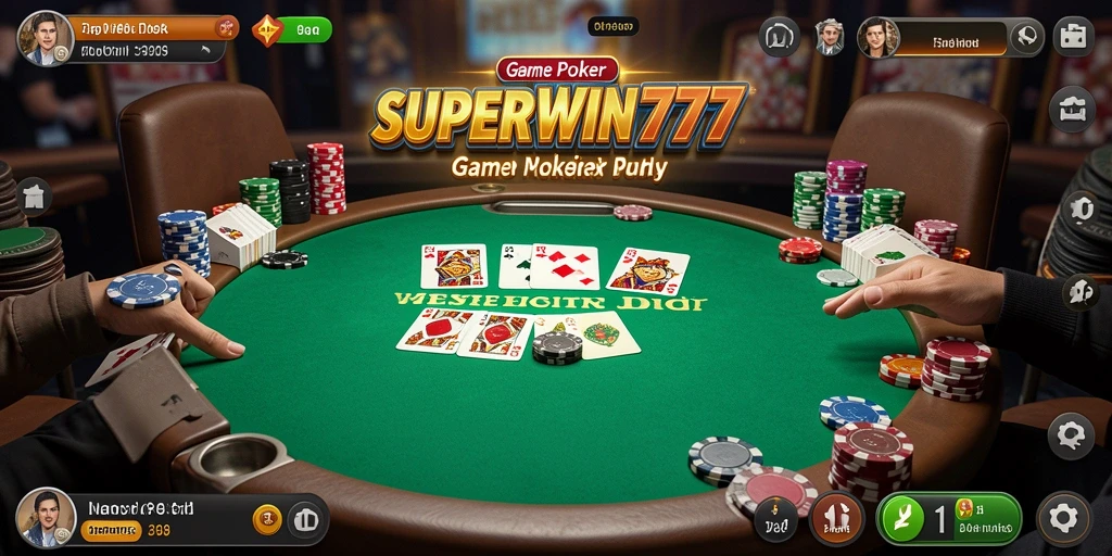 Tampilan gameplay seru dari SUPERWIN777 saat bermain Poker.